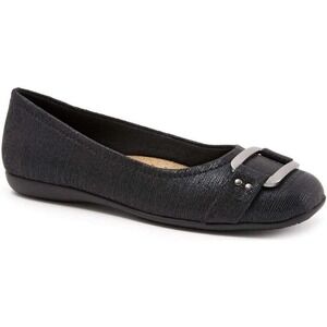 Trotters Sizzle Textured Suede Ballerina Ballet Flats Black Women's Size 8W
